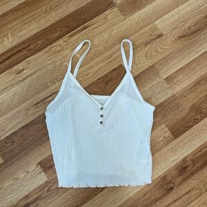 White Ribbed Women's Top